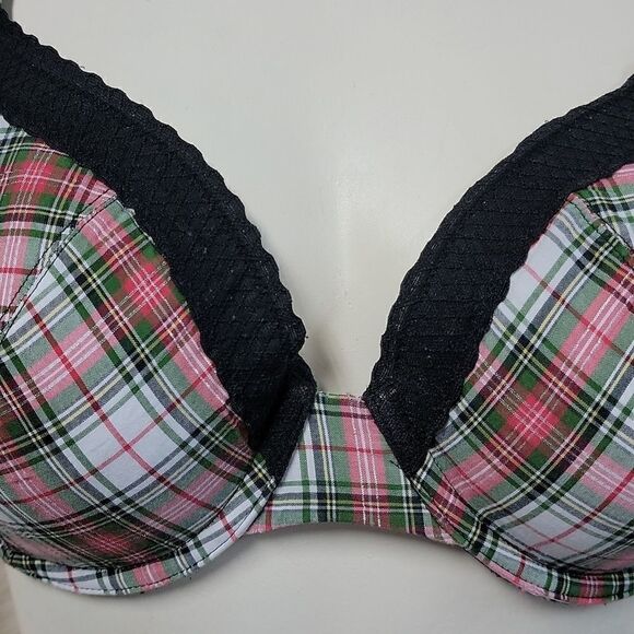 VICTORIA'S SECRET LINED PERFECT COVERAGE SCOTTISH PLAID UNDERWIRE BRA, SIZE 36C - Picture 3 of 9